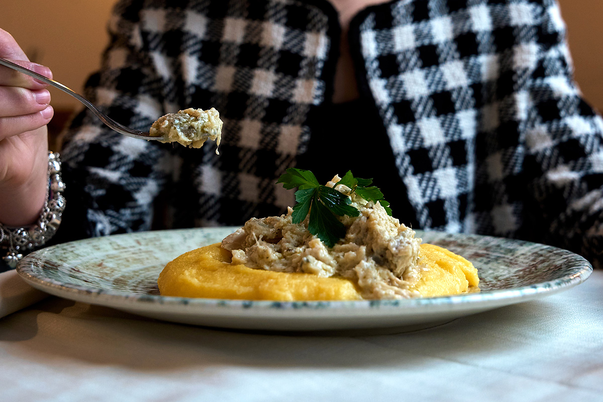 baccalà alla vicentina con polenta morbida di Maranello