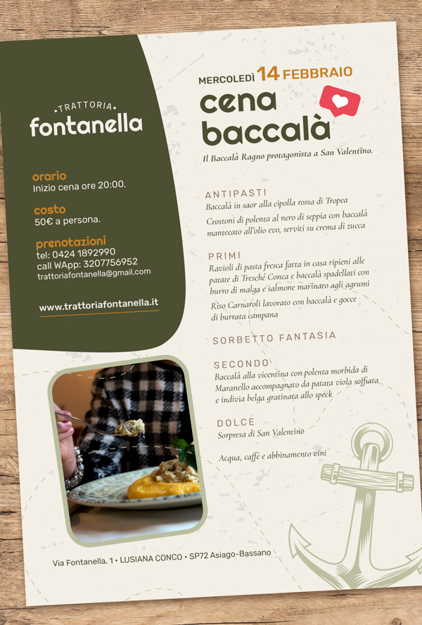 cena baccala trattoria fontanella