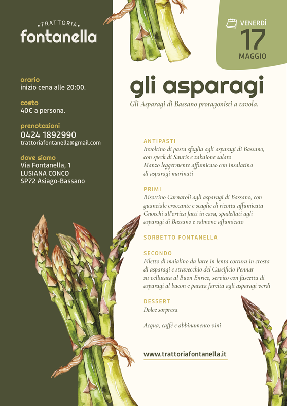 menu cena a tema degli asparagi