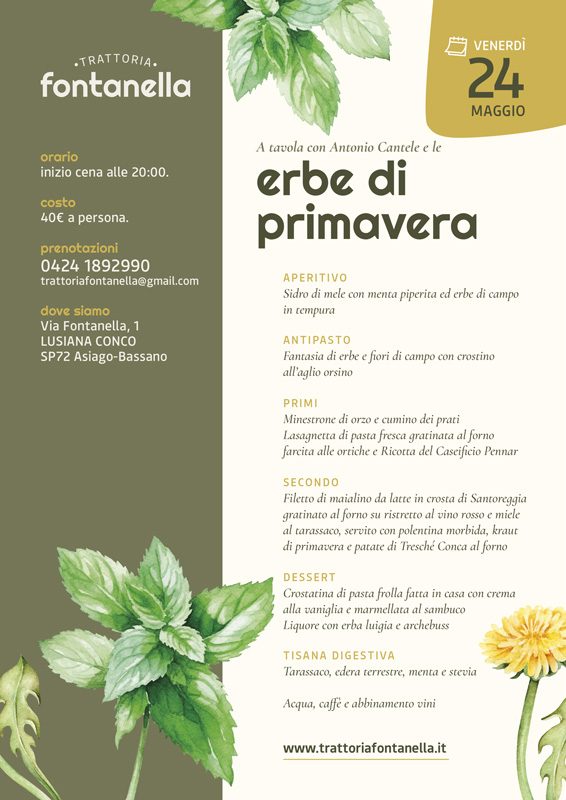 menu cena erbe 24 maggio trattoria fontanella