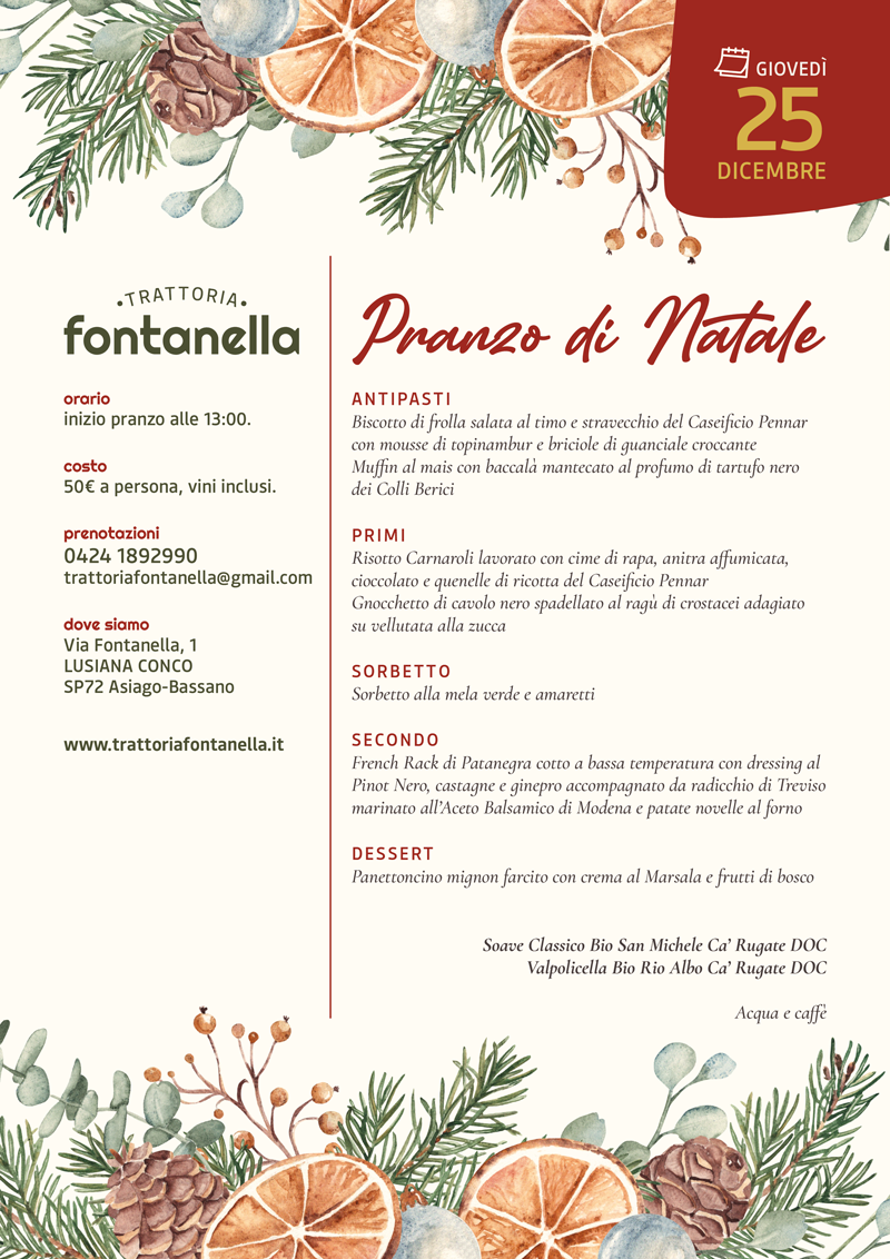 menù pranzo di natale trattoria fontanella