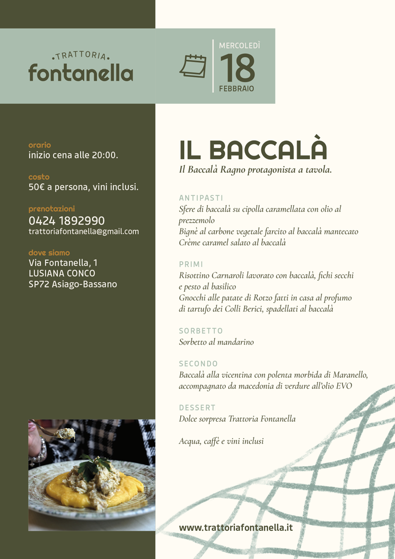 menu cena baccala trattoria fontanella