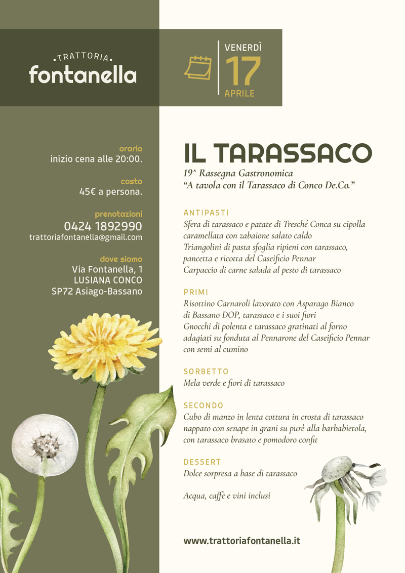 menu tarassaco trattoria fontanella